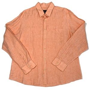 Massimo Dutti Peach 100% Linen Button Down Shirt Size XXL Preppy Beachy